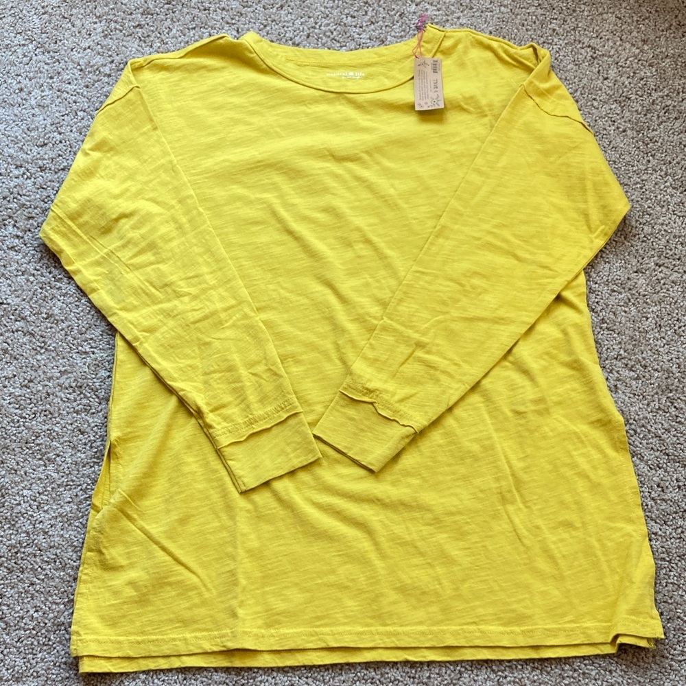 NWT Natural Life Hang Around 100% Cotton Tunic Yellow Sz XS Fits Like a Medium